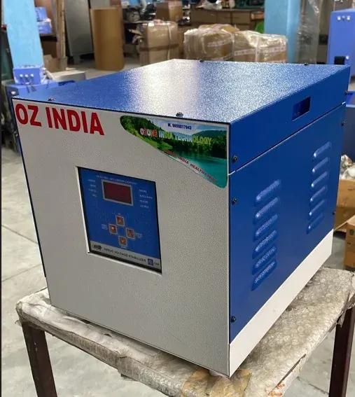 Ozmist servo voltage stabilizer with LCD status display and IP54 industrial enclosure